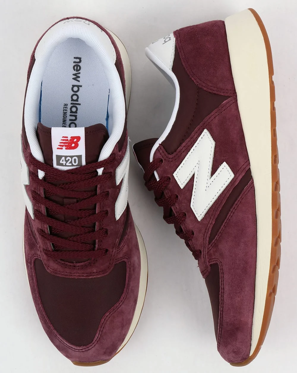 New Balance 420 Re-Engineered Suede Trainers Burgundy/White - Image 2