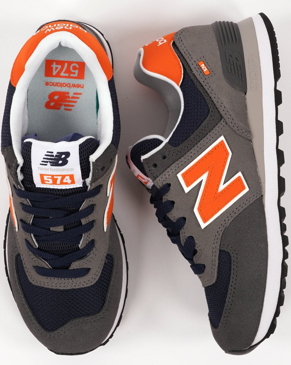 New Balance 574 Trainer Grey/Orange - Image 4
