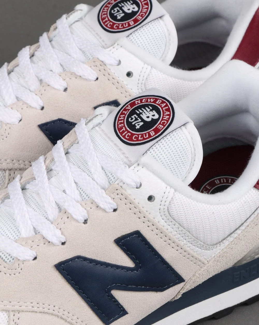 New Balance 574 Trainer White/Burgundy - Image 4