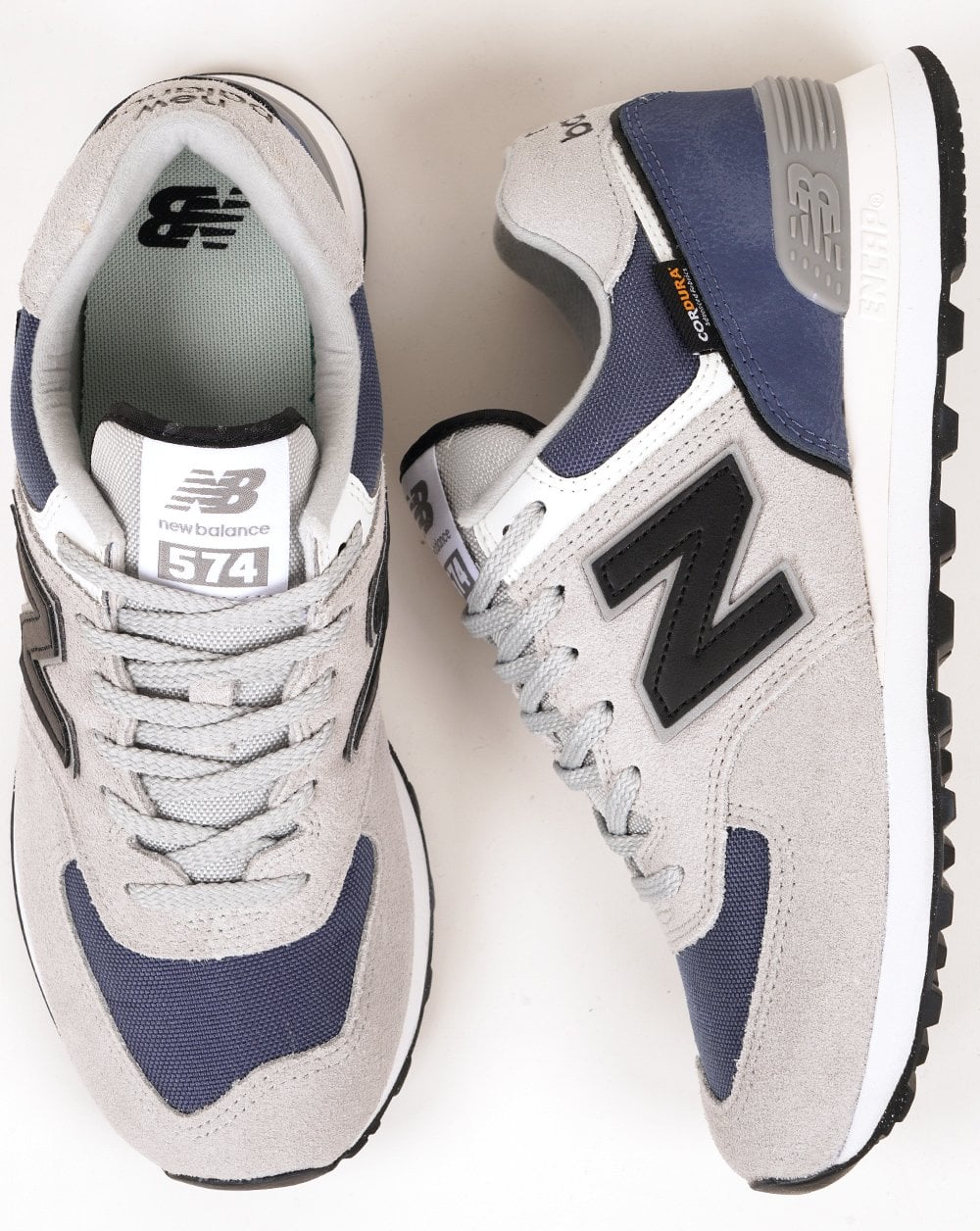 New Balance 574 Trainers Linen/Navy/Grey - Image 4