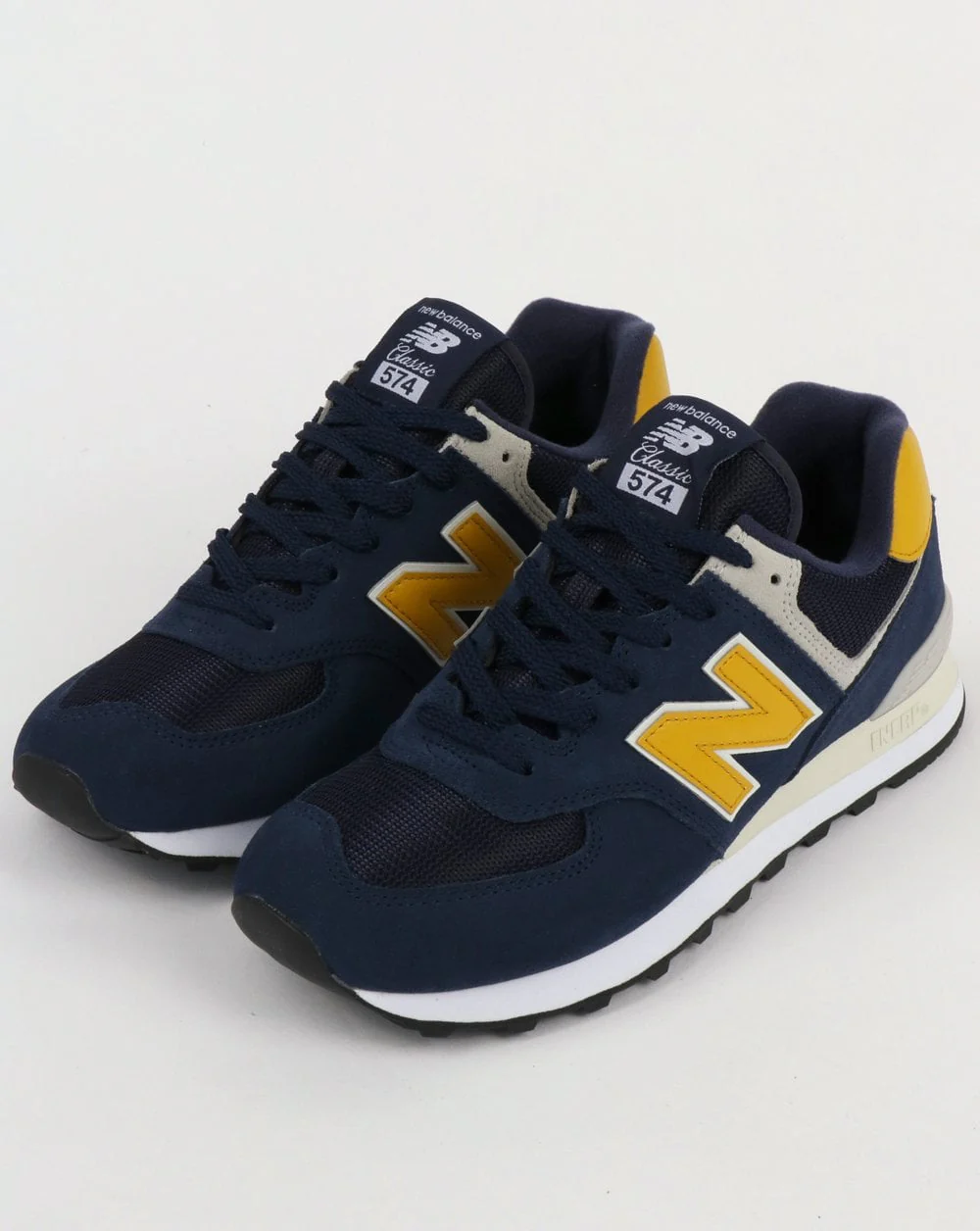 New Balance 574 Trainers Navy/Yellow - Image 3