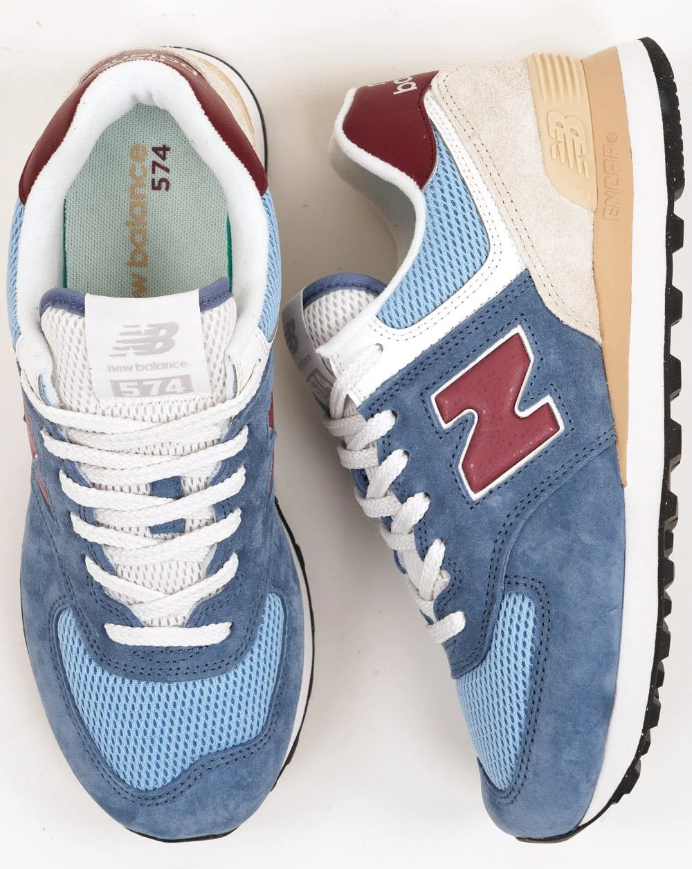 New Balance 574 Trainers Blue Burgundy - Image 4