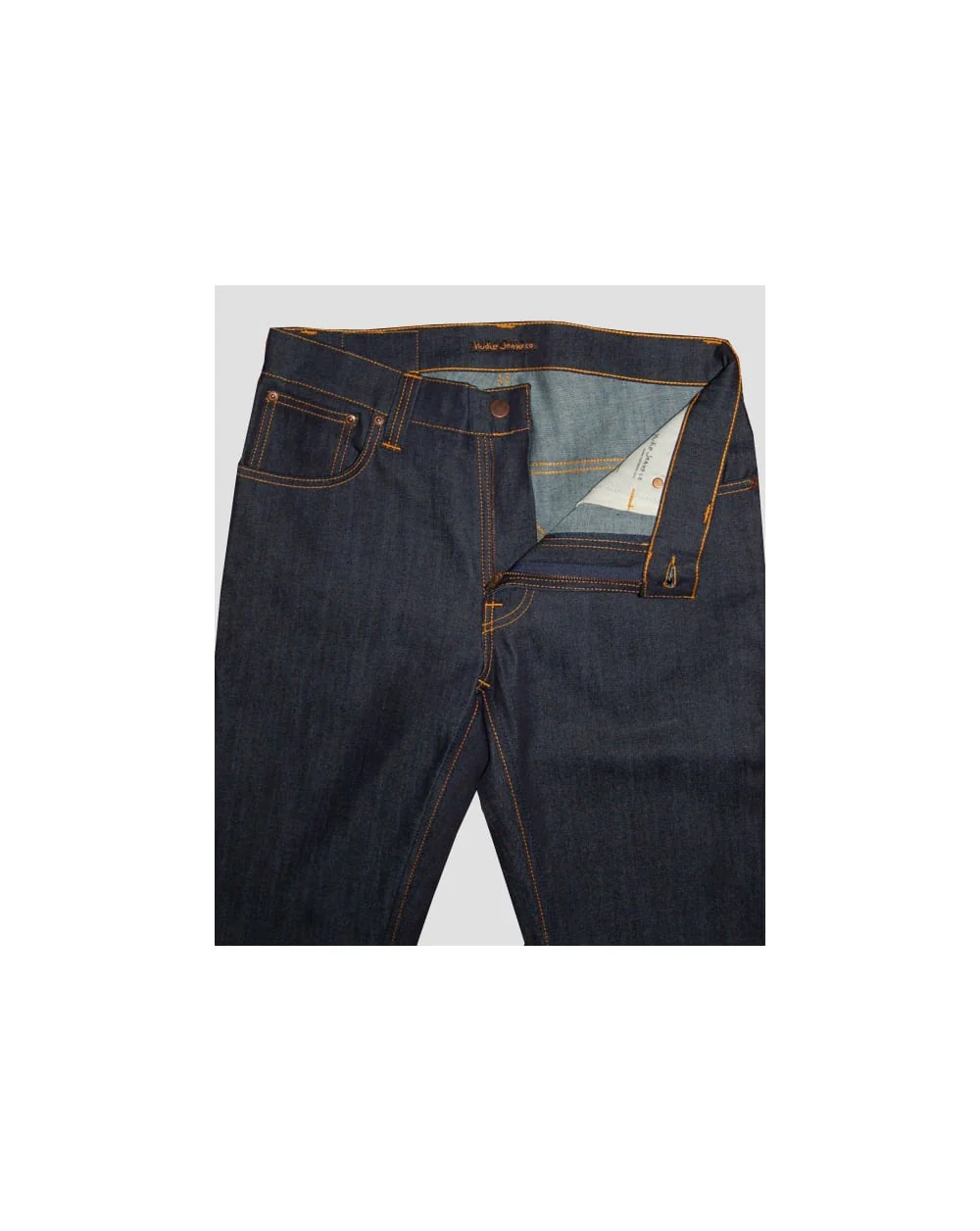 Nudie Jeans Thin Finn Organic Dry Ecru Emb Navy - Image 4