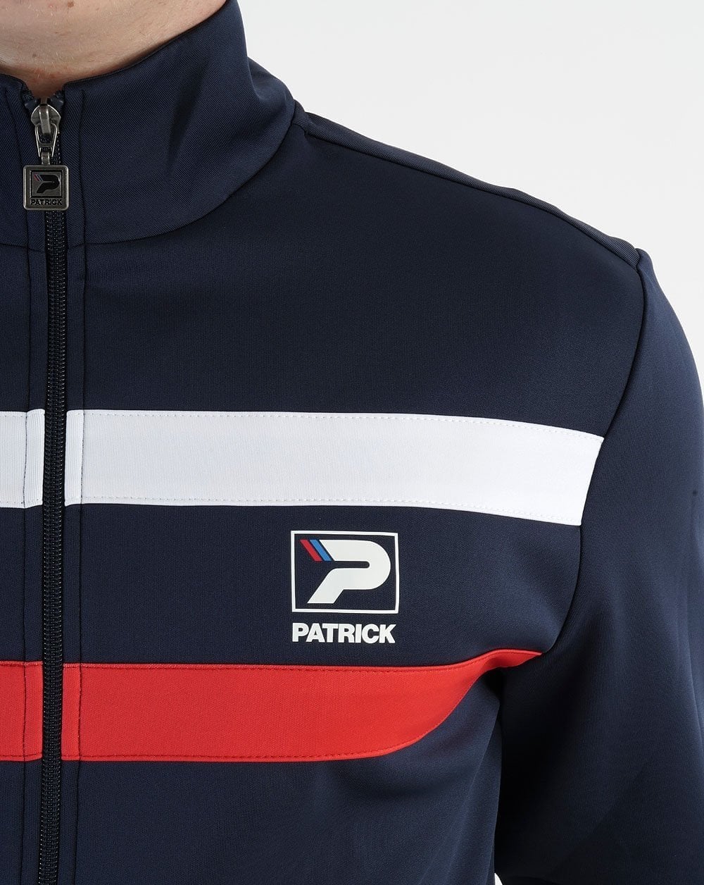 Patrick Stripe Track Top Navy white red - Image 3