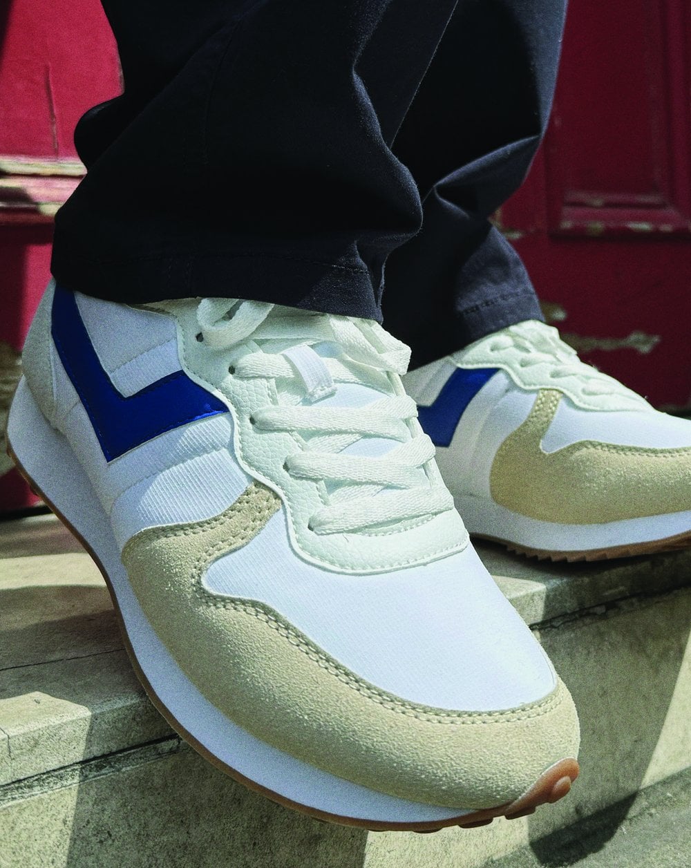 Pony Express Trainers White Electric Blue - Image 5