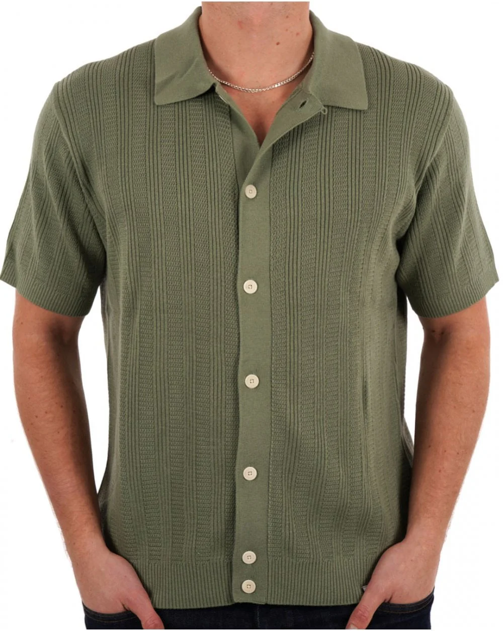 Pretty Green Barker SS Knit Shirt Green - Image 3