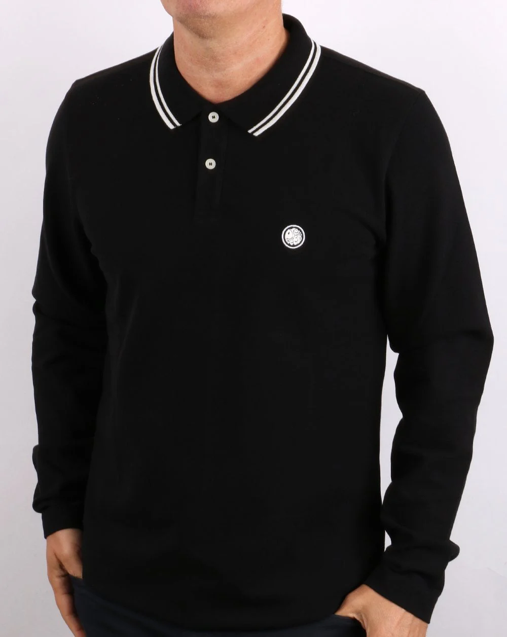 Pretty Green Barton Long Sleeve Polo Black - Image 3