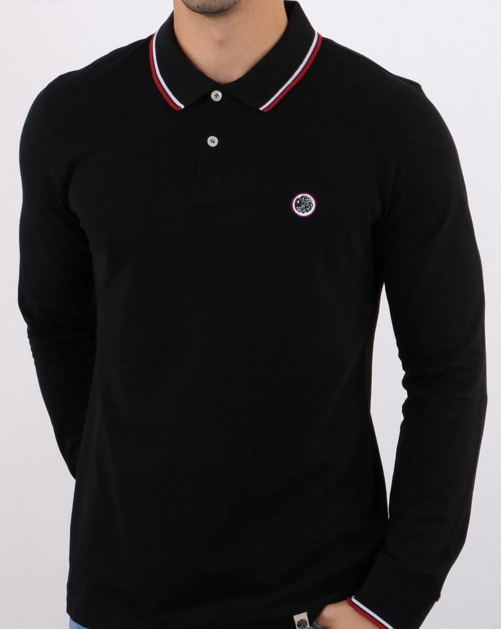 Pretty Green Barton Long Sleeve Polo Black - Image 3