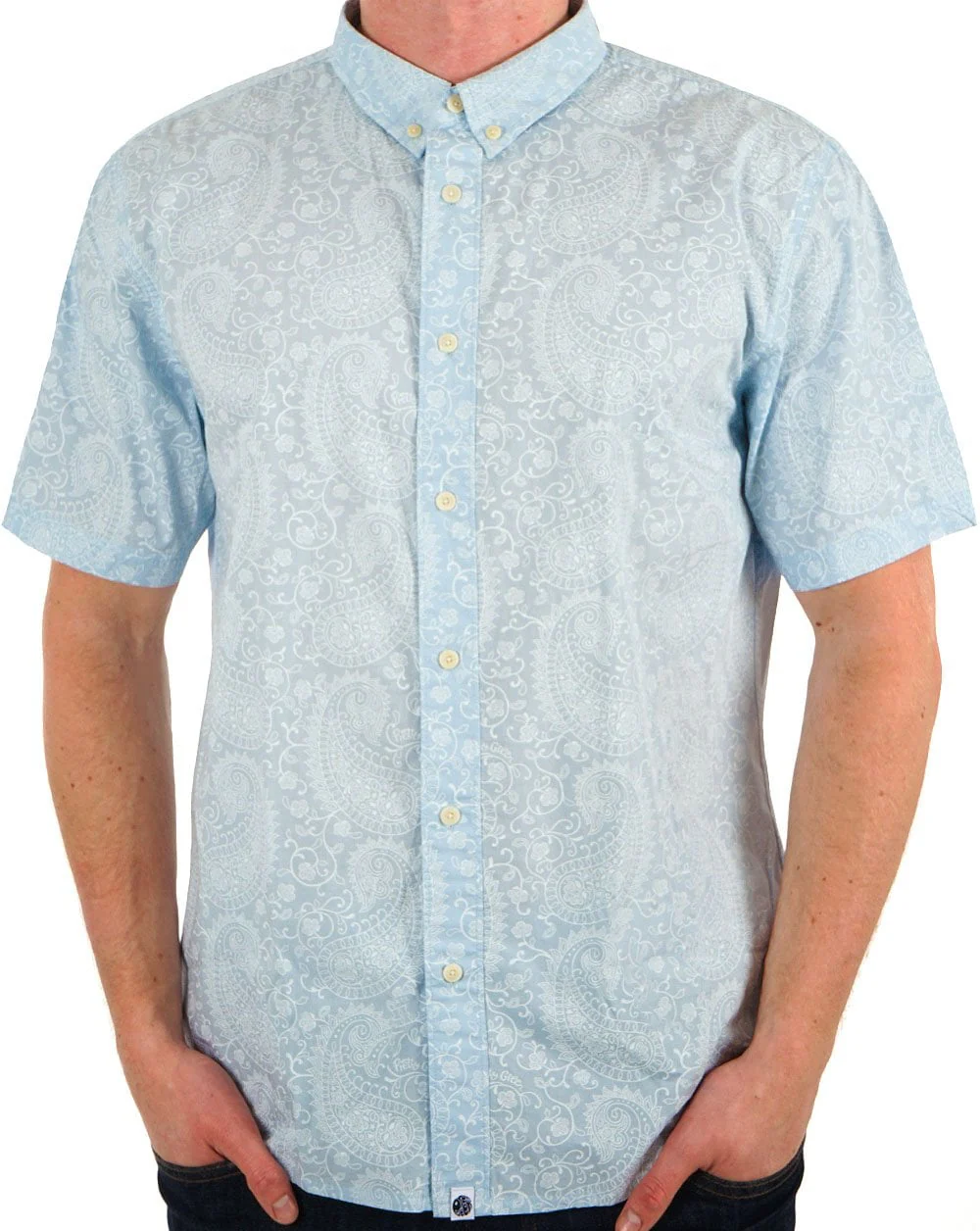 Pretty Green Bay Paisley SS Shirt Blue