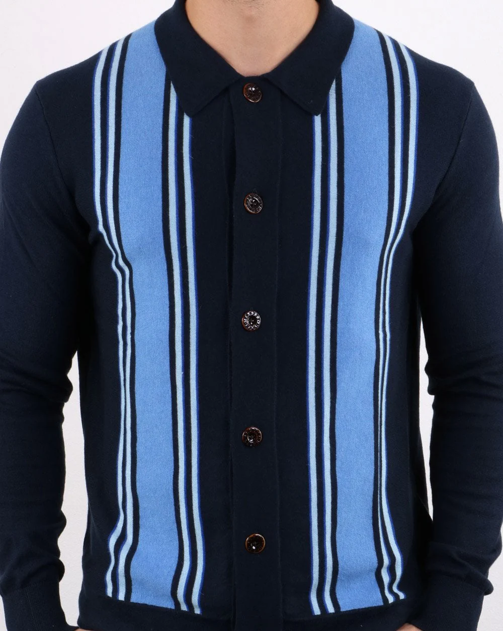 Pretty Green Bingham Knitted Shirt Navy - Image 4