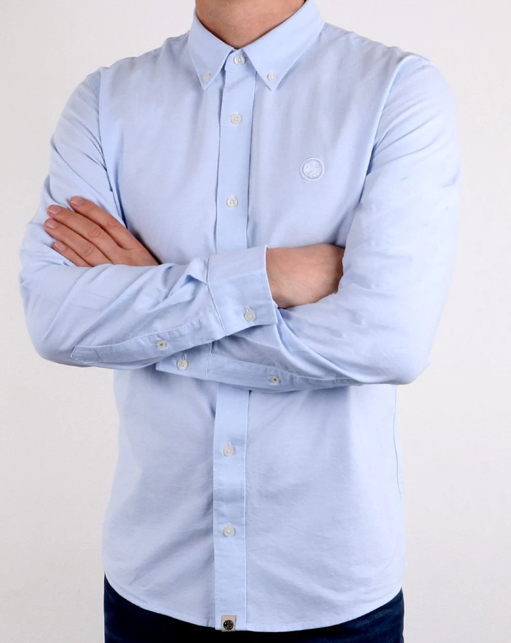 Pretty Green Classic Fit Oxford Shirt Sky Blue - Image 2
