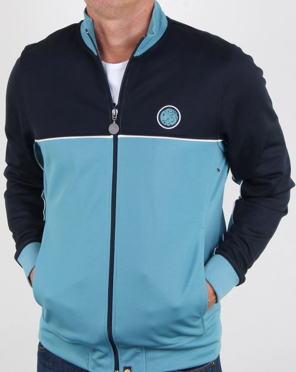 Pretty Green Contrast Panel Track Top Navy