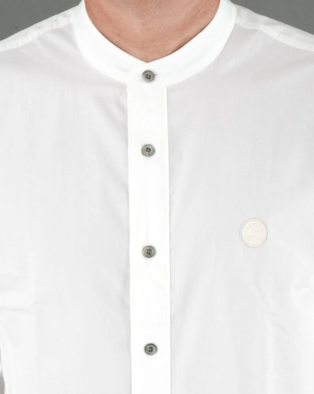 Pretty Green Cotton Collarless Shirt White - Image 2