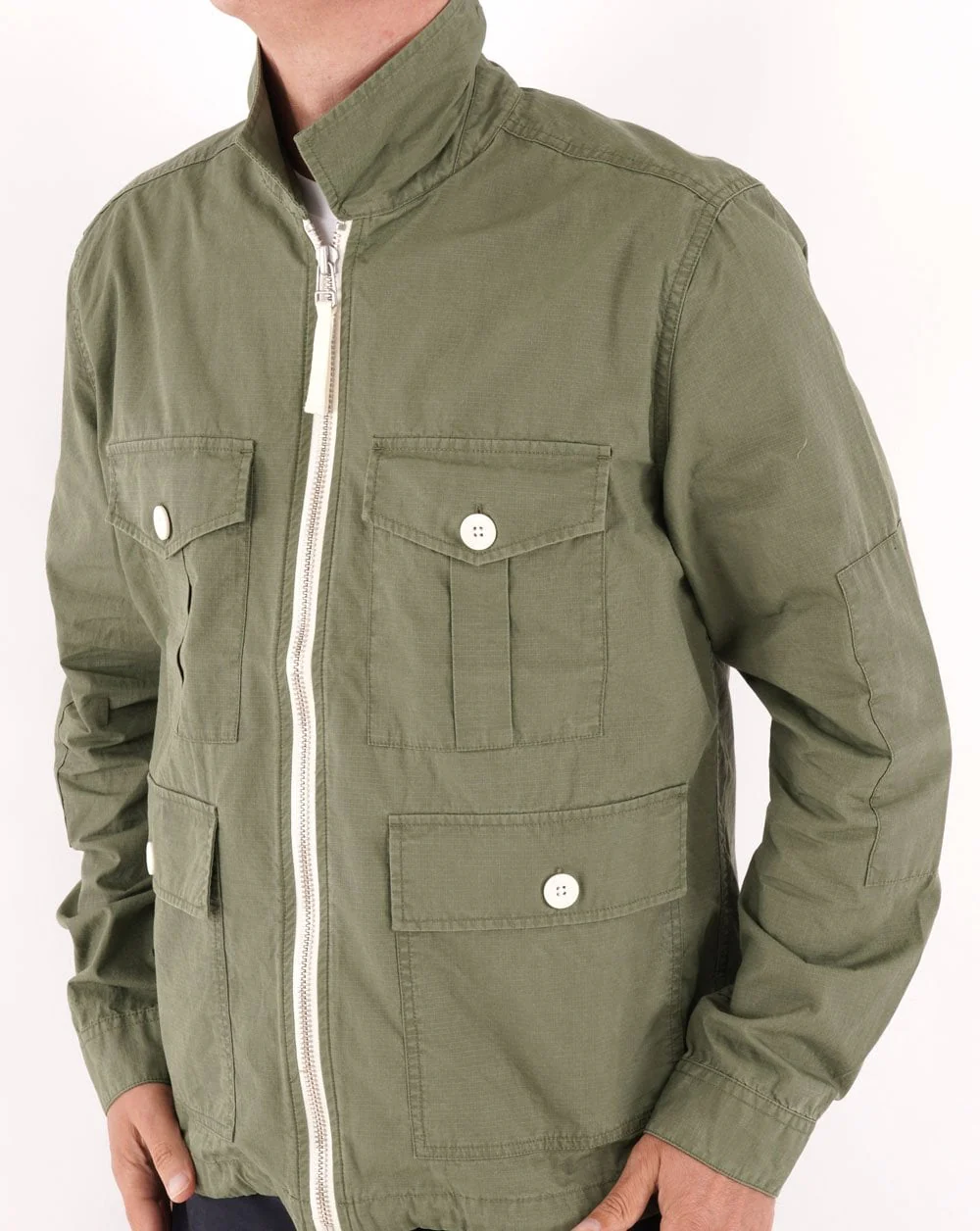 Pretty Green Creedence Overshirt Olive Green - Image 3