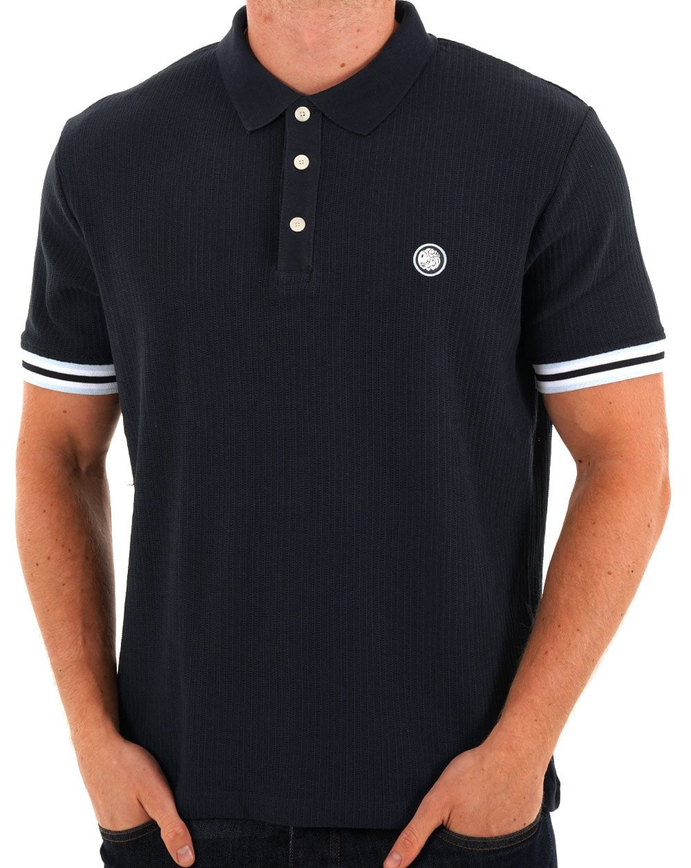 Pretty Green Cressa Tipped Polo Navy - Image 2