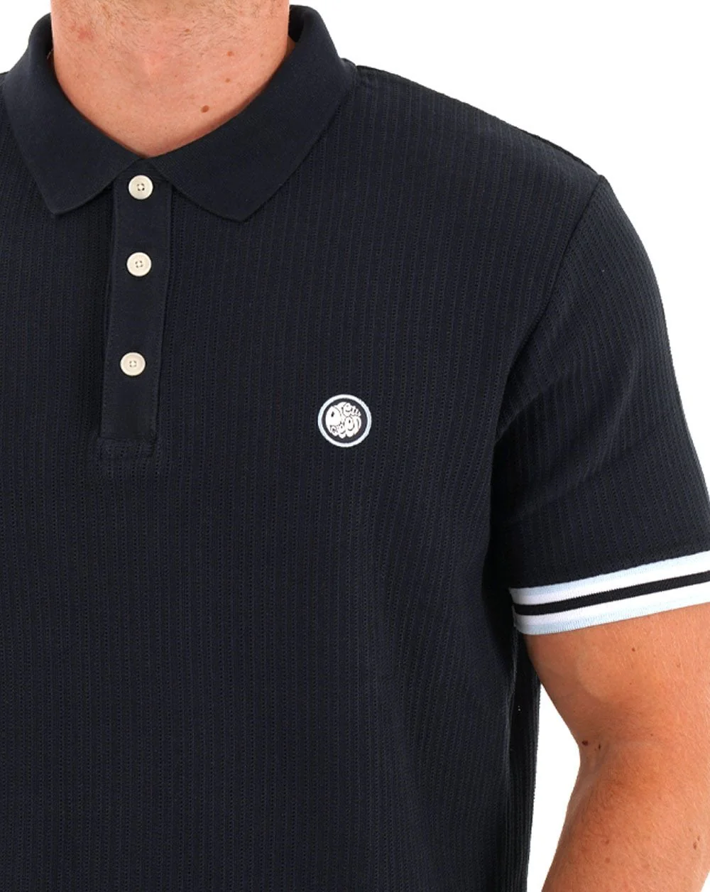 Pretty Green Cressa Tipped Polo Navy - Image 3