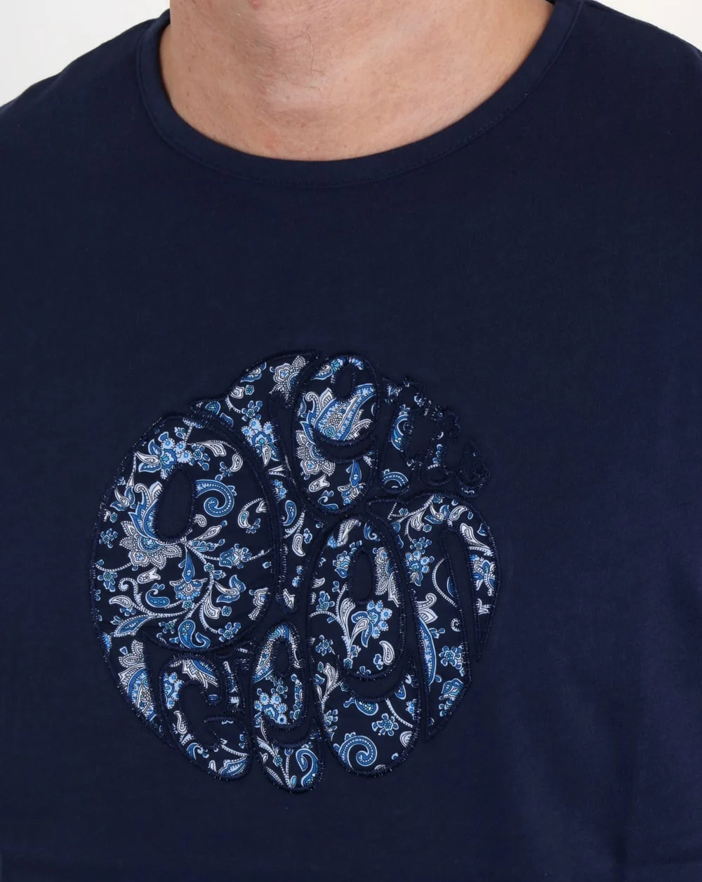 Pretty Green Ditsy Applique Logo T Shirt Navy - Image 2