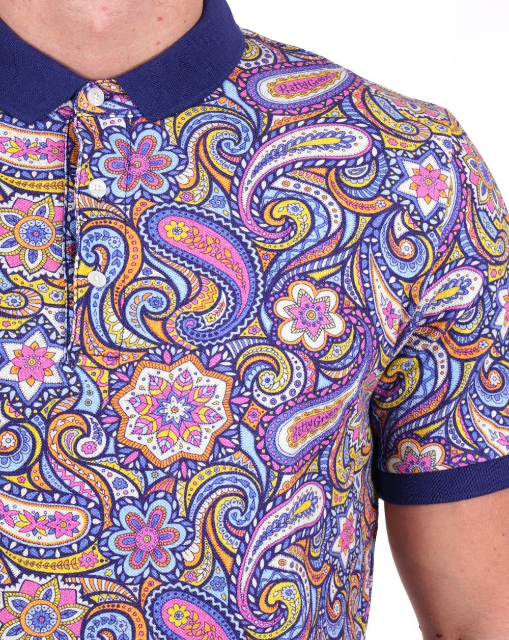 Pretty Green Festival Paisley Polo Shirt Multi-Colour - Image 2
