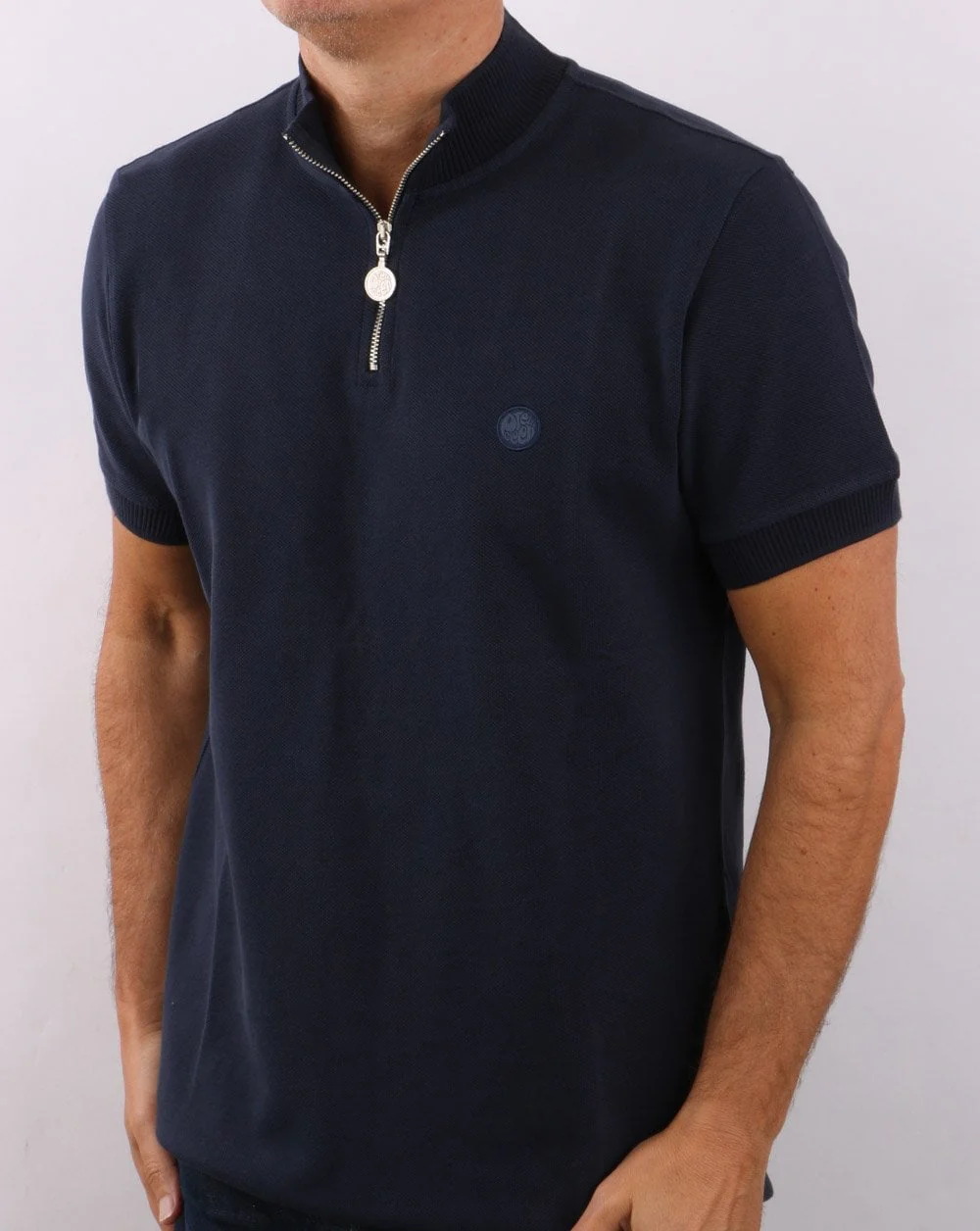 Pretty Green Grainford 1/4 Zip Top Navy - Image 2