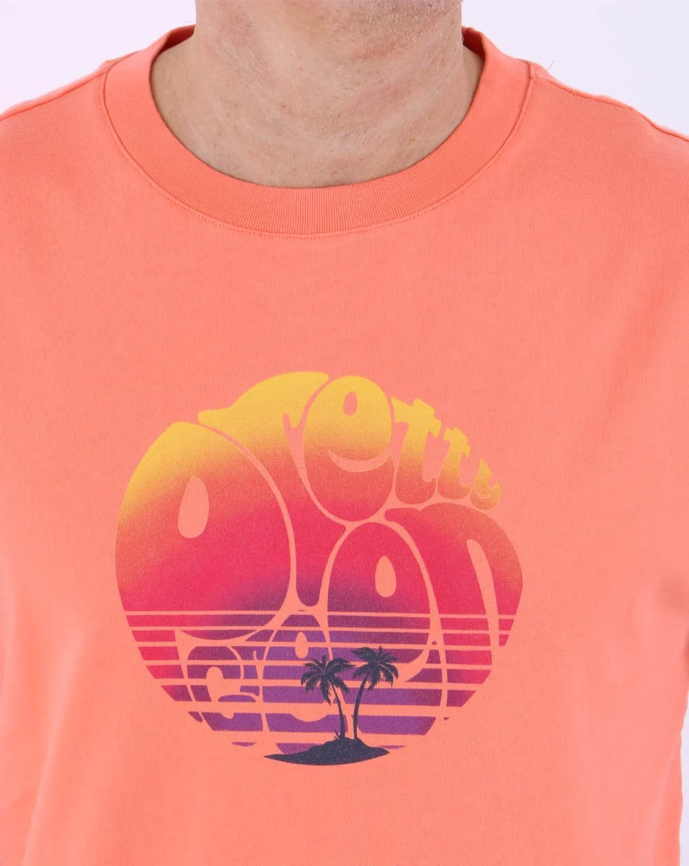 Pretty Green Ibiza Sunset Logo T-shirt Coral - Image 2
