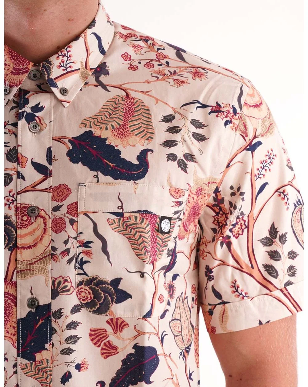 Pretty Green Larman Short Sleeve Shirt Stone - Image 2
