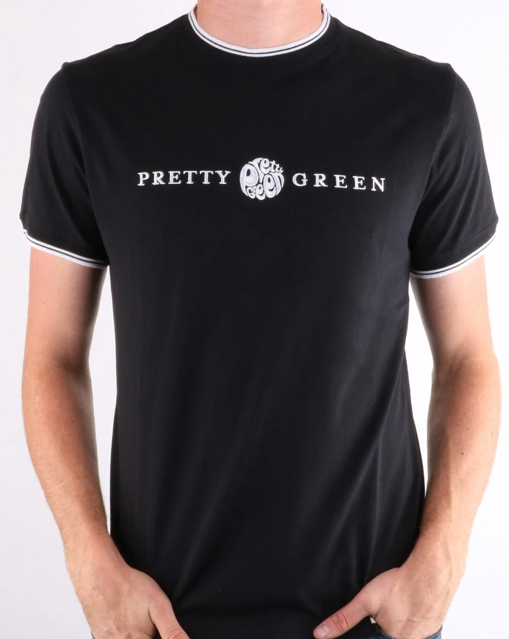 Pretty Green Layland Tipped T-shirt Black - Image 3