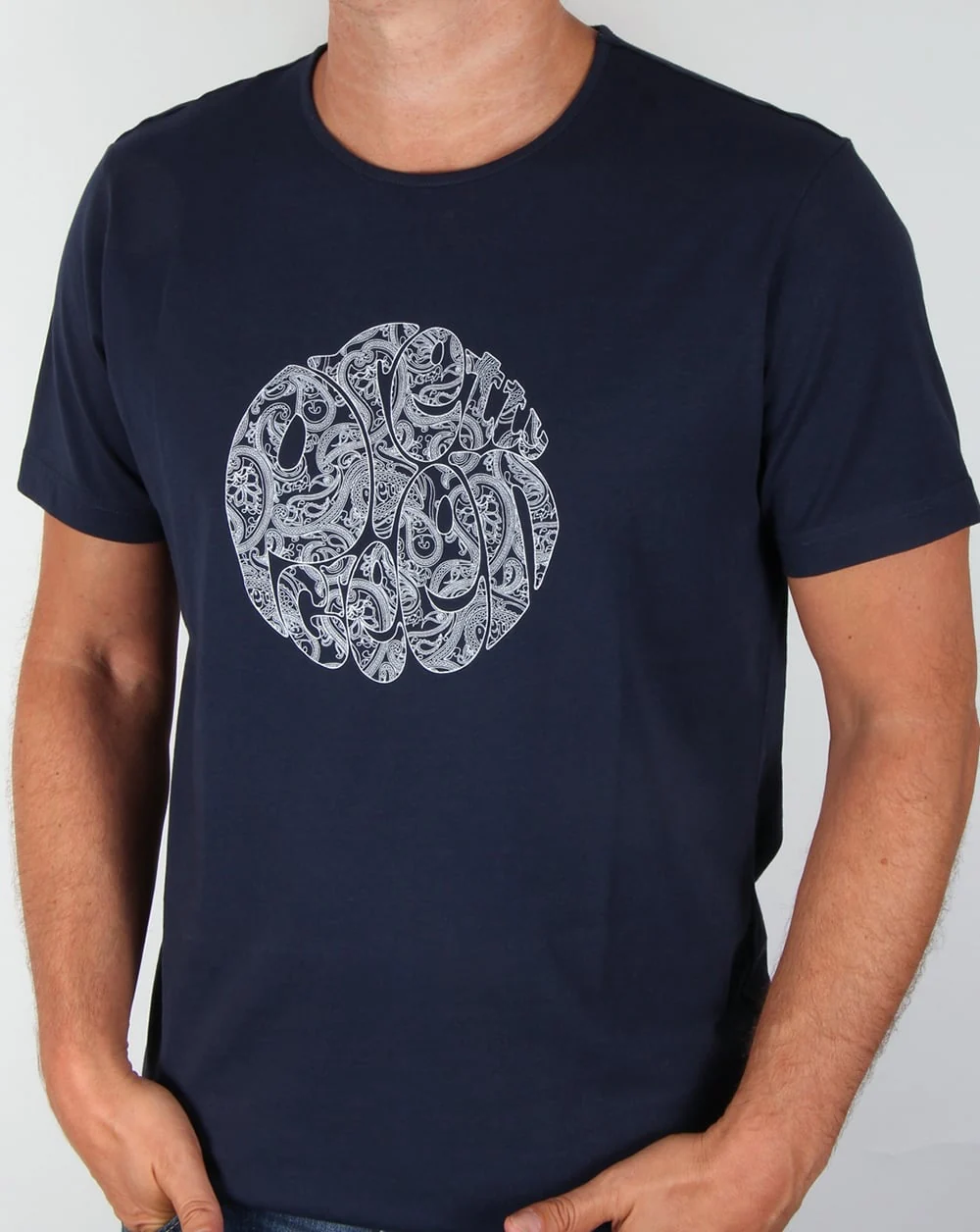 Pretty Green Linear Logo T-shirt Navy