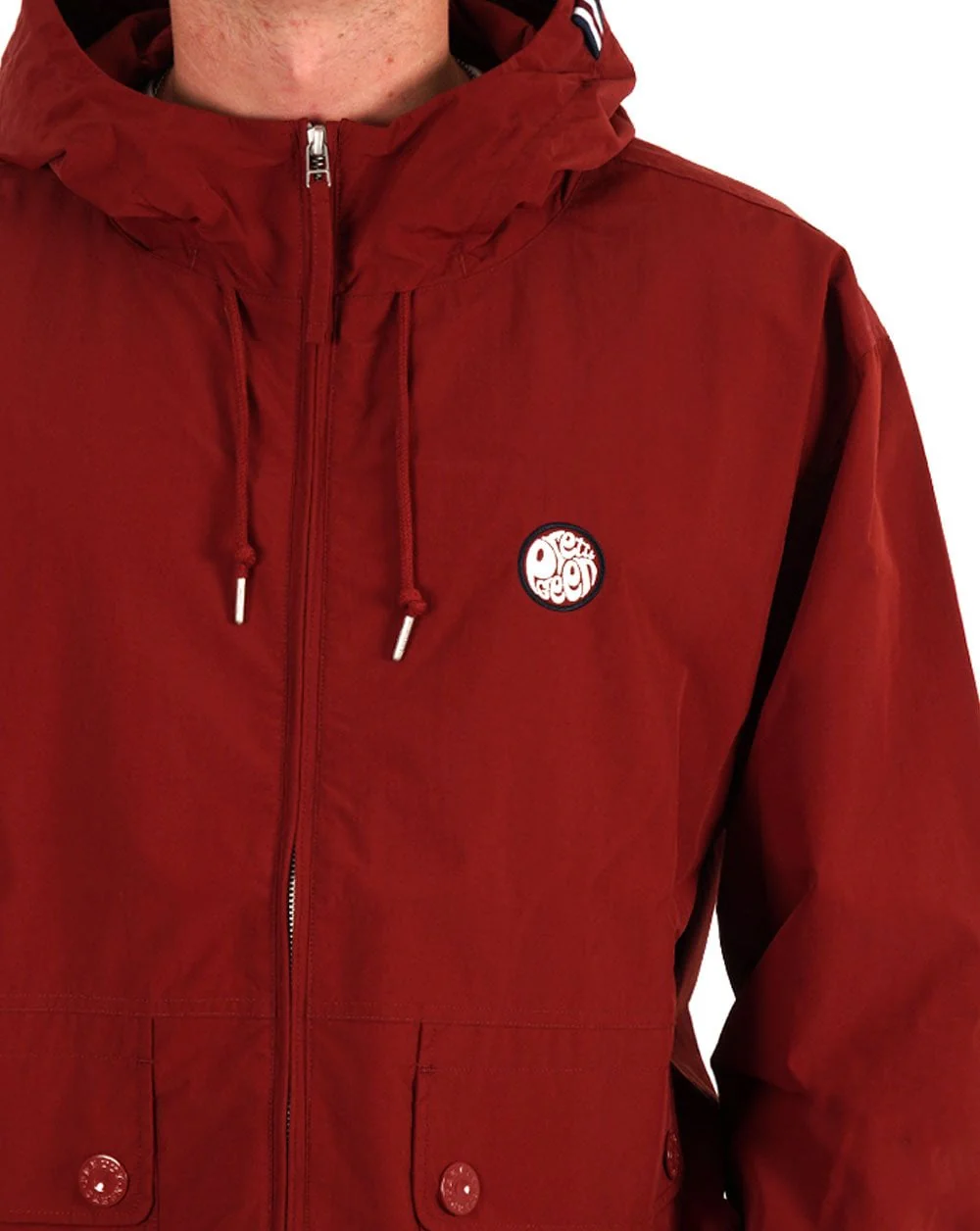 Pretty Green Live Forever Zip Up Jacket Dark Red - Image 2