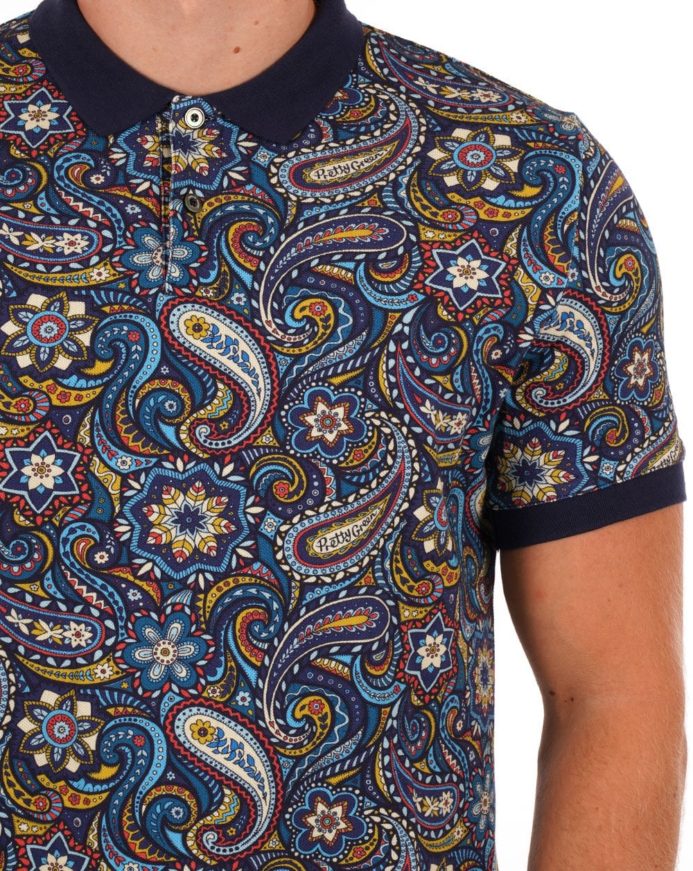 Pretty Green Marriot Paisley Polo Blue - Image 2