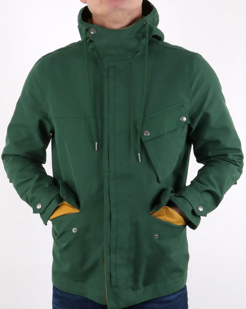 Pretty Green Mens Contrast Colour Hooded Jacket Green - Image 3