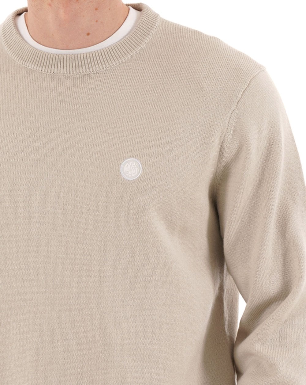 Pretty Green Merino Blend Crew Knit Stone - Image 2