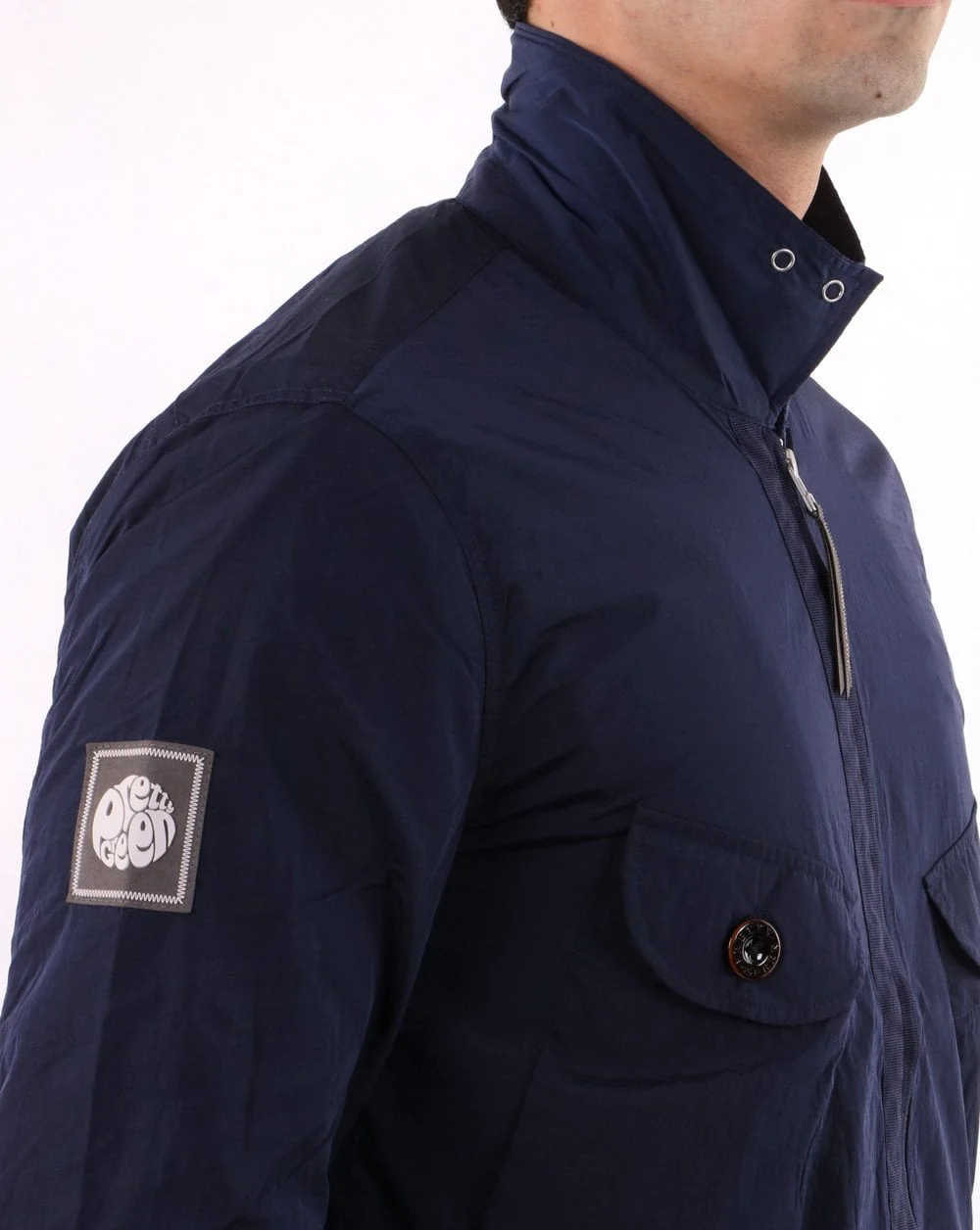 Pretty Green Metal Zip Jacket Navy