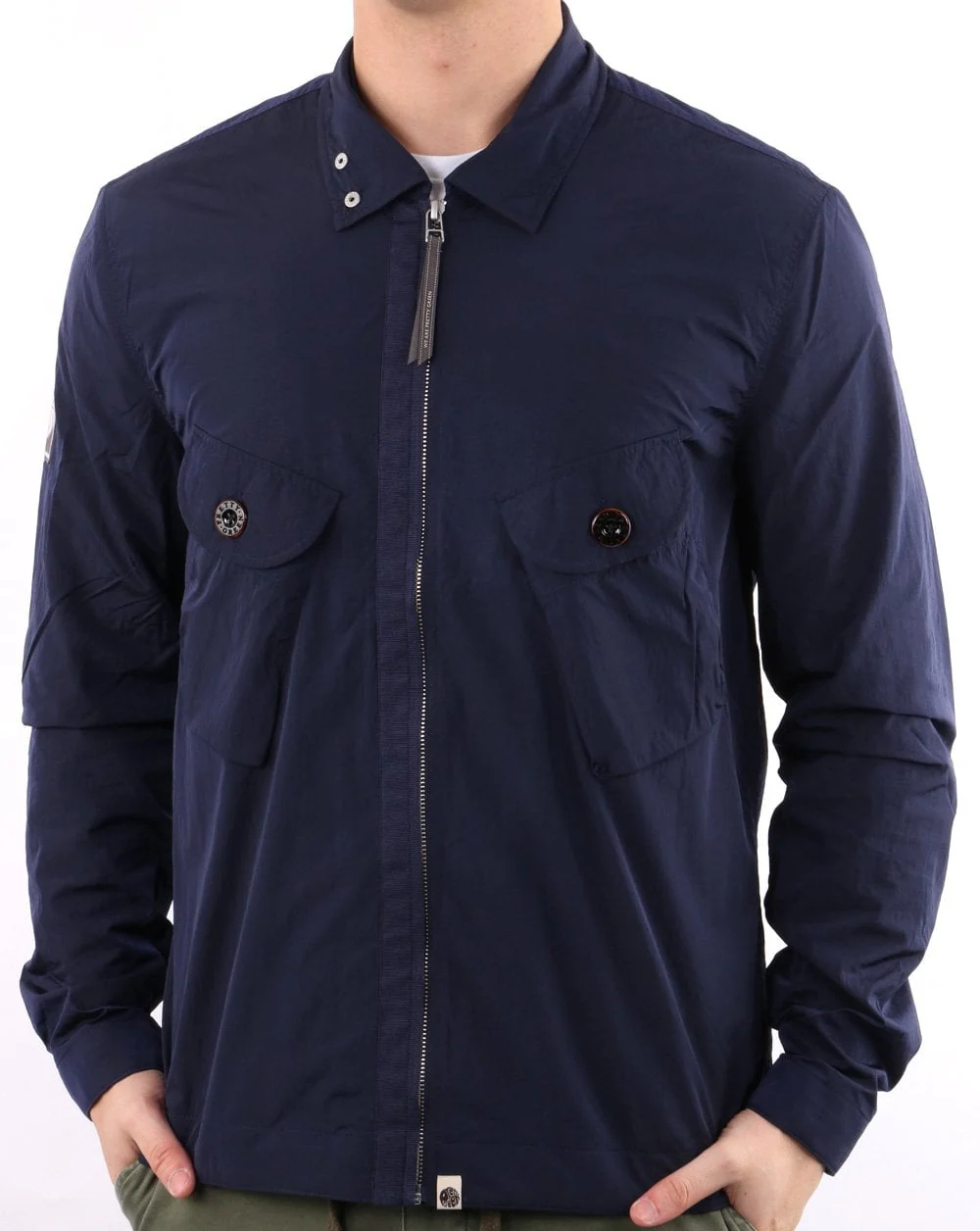 Pretty Green Metal Zip Jacket Navy - Image 3
