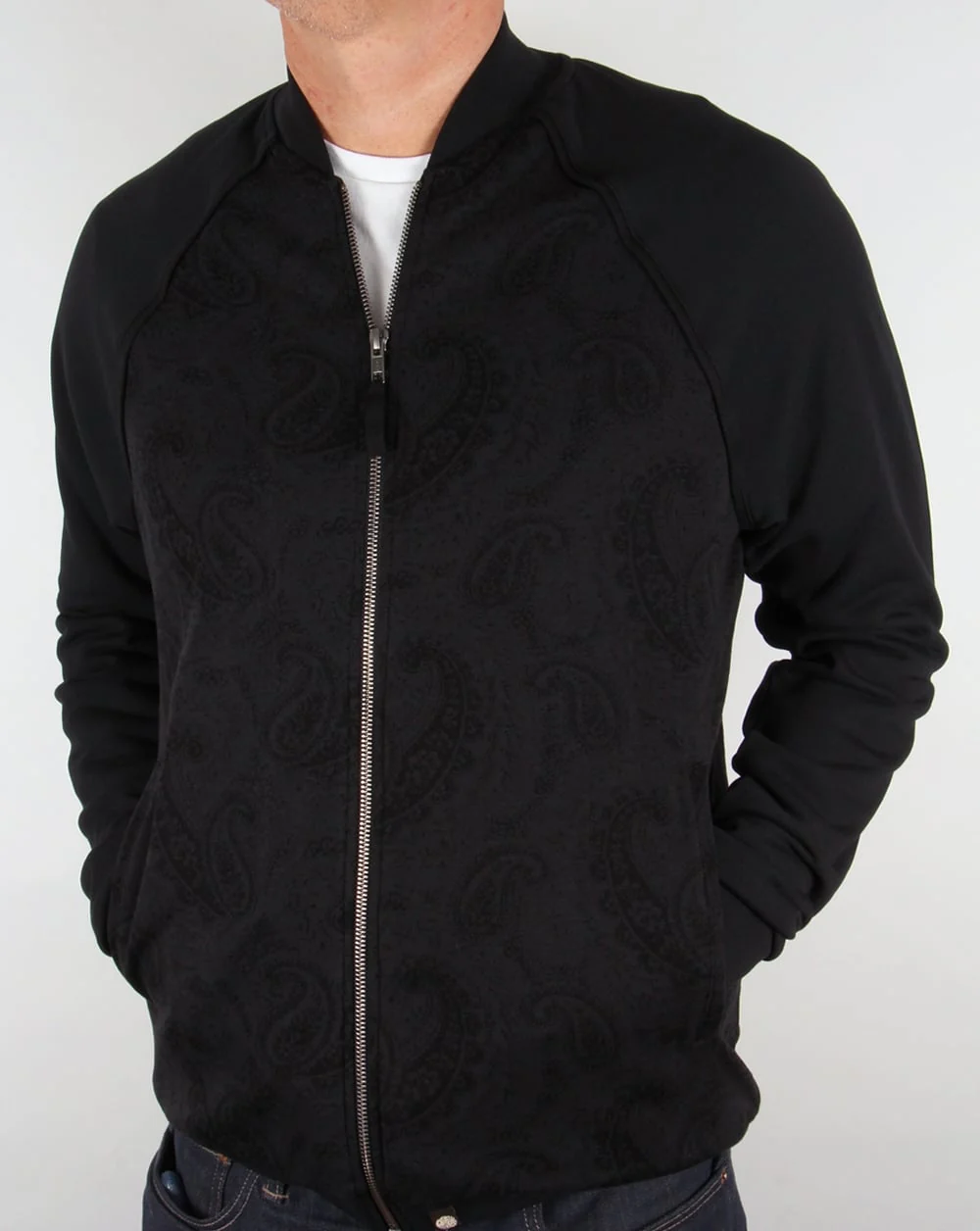 Pretty Green Midhurst Jacquard Track Top Black - Image 3