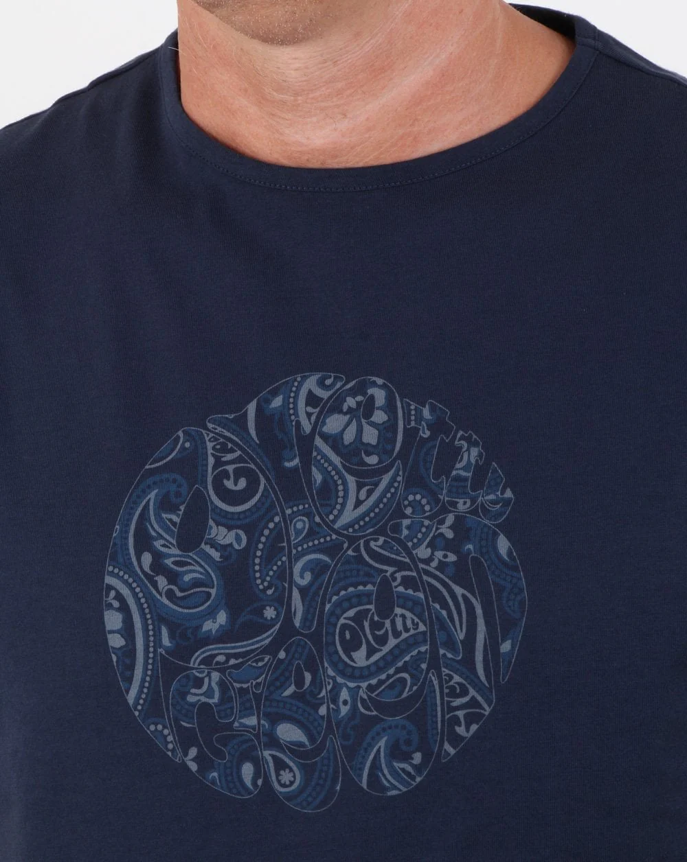 Pretty Green Paisley Logo T Shirt Navy Tonal - Image 2