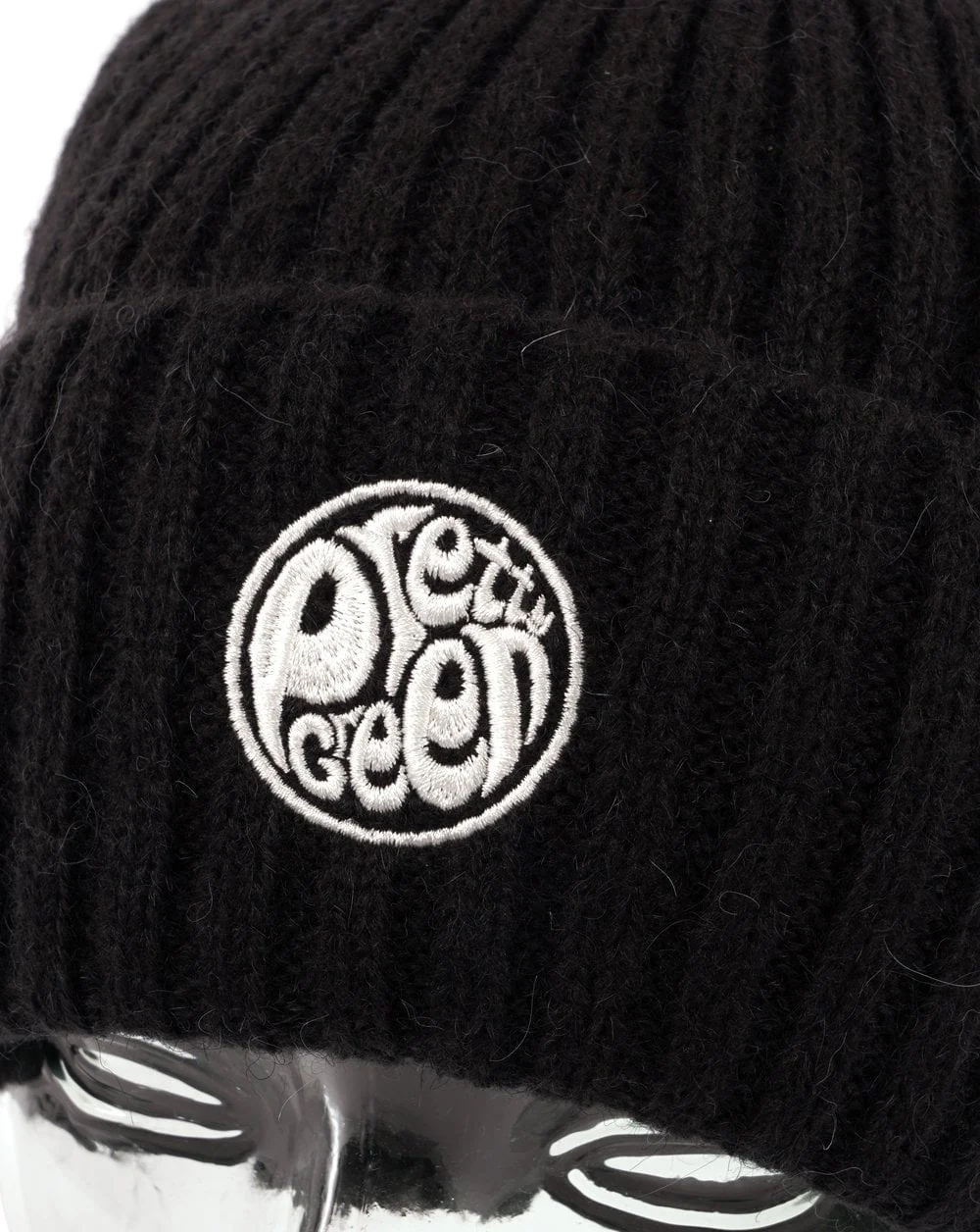 Pretty Green Pennant Knit Beanie Black - Image 2