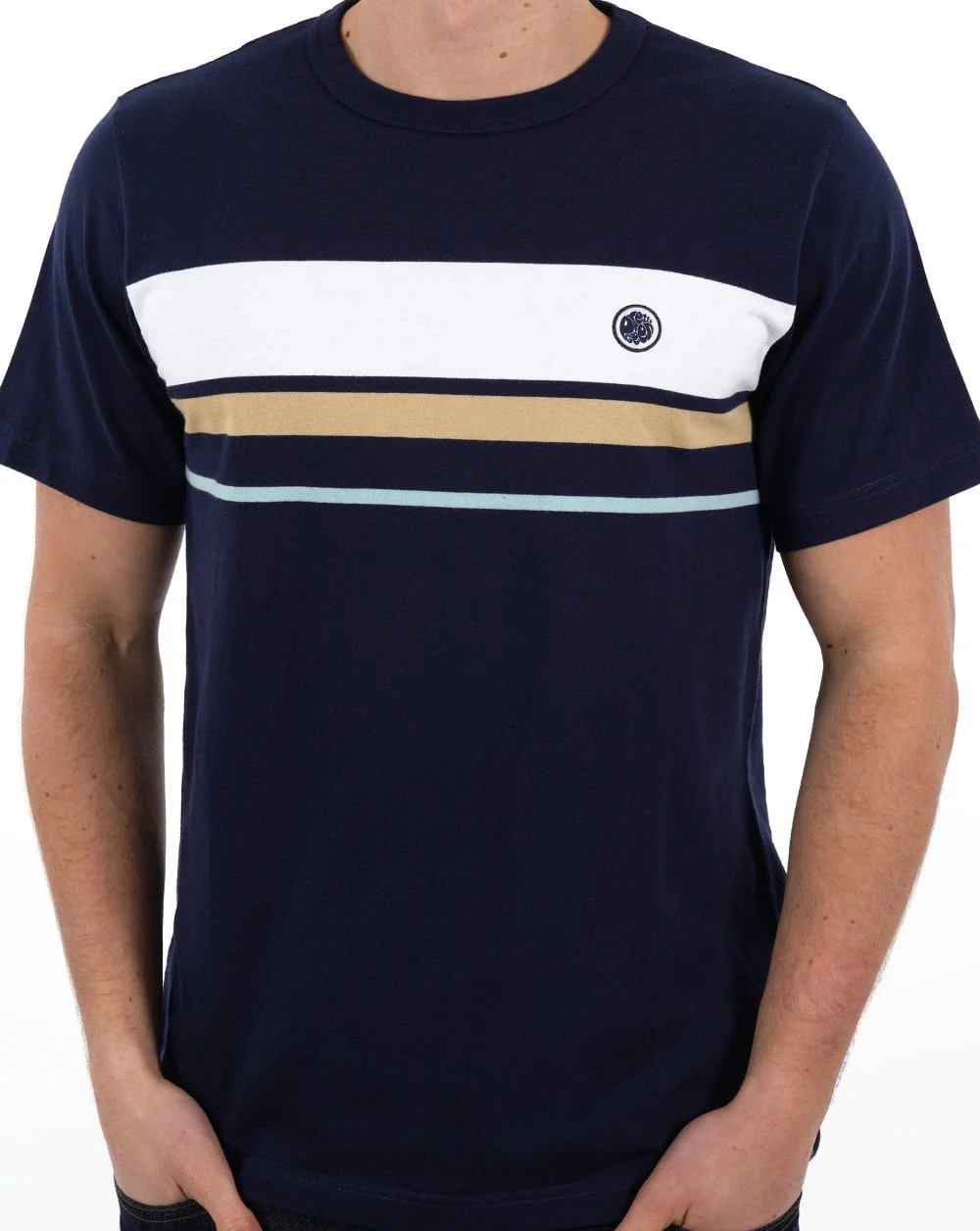 Pretty Green Prestleigh Chest Stripe T-shirt Navy