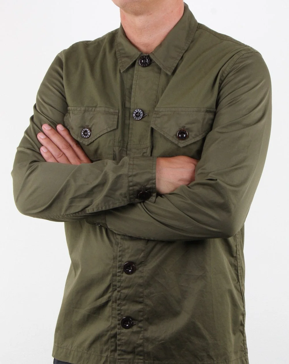 Pretty Green Robinia Long Sleeve Overshirt Khaki - Image 4