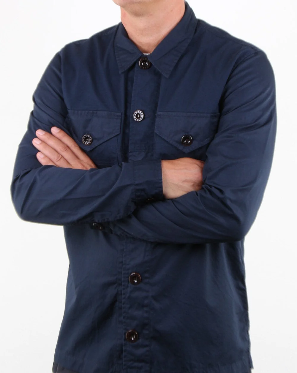 Pretty Green Robinia Long Sleeve Overshirt Navy - Image 3