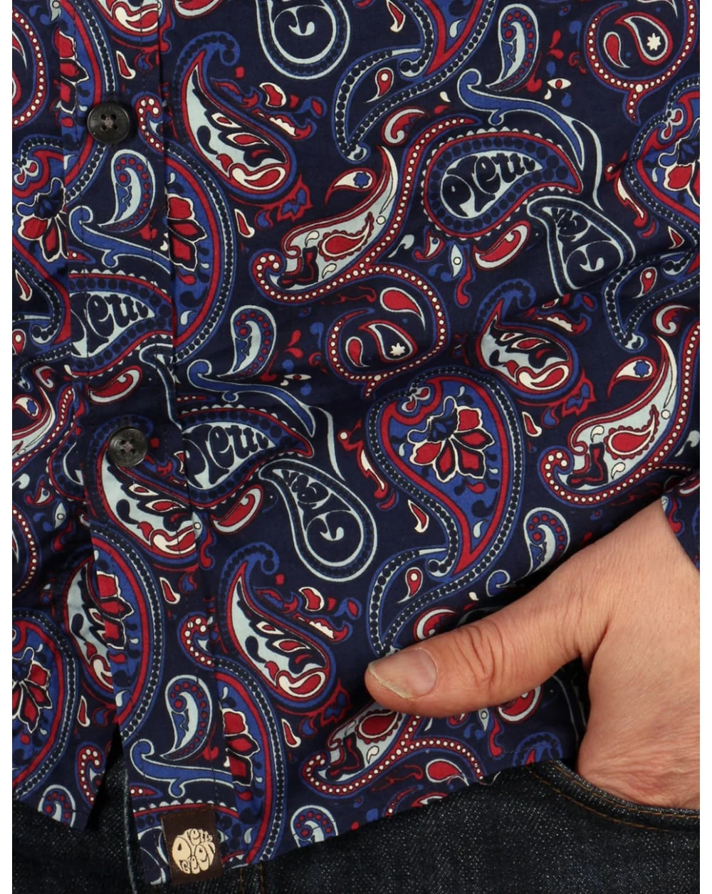 Pretty Green Sefton Paisley Shirt Navy - Image 3