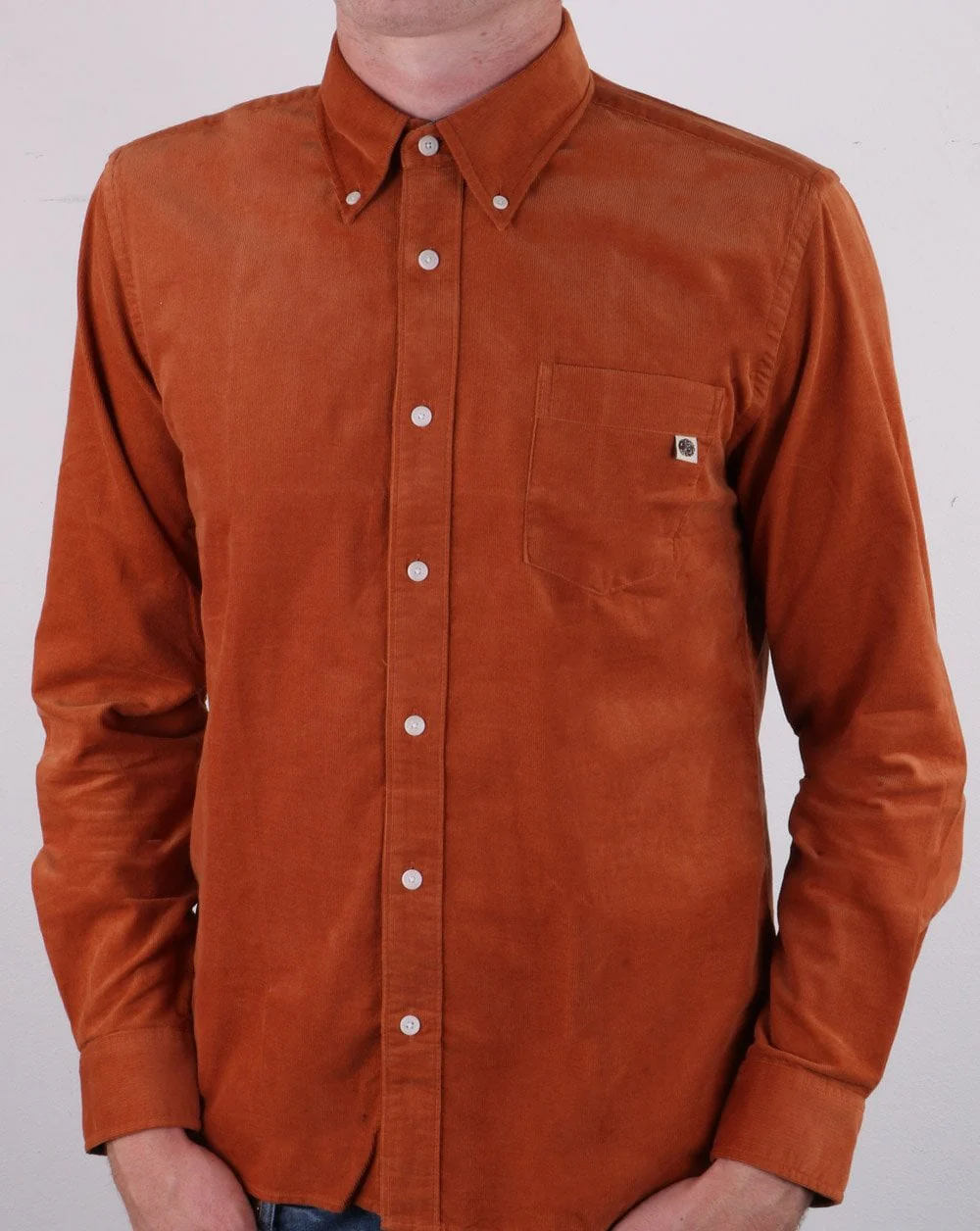Pretty Green Standards Cord Shirt Orange