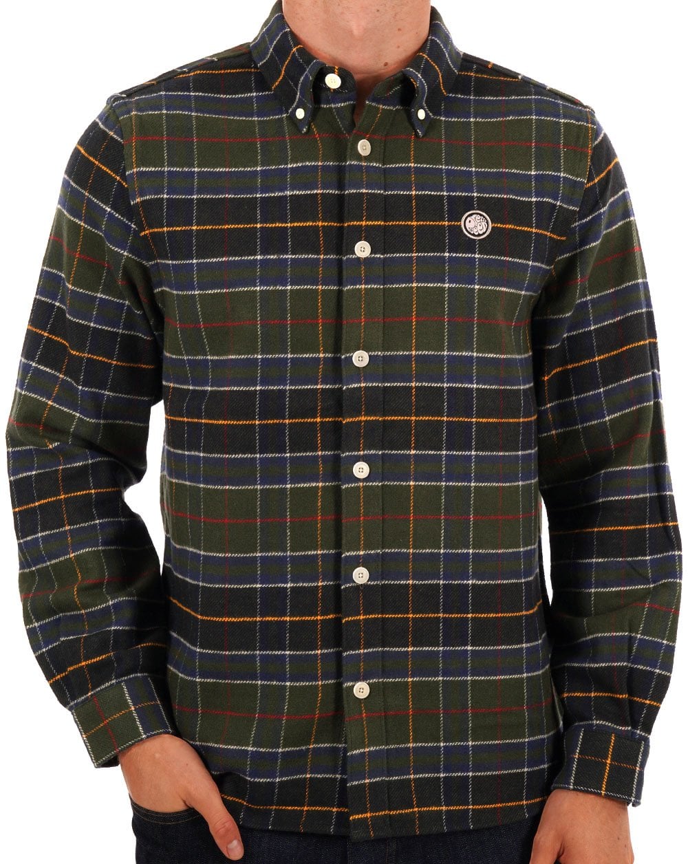 Pretty Green Thomas Check Flannel Shirt Green - Image 3