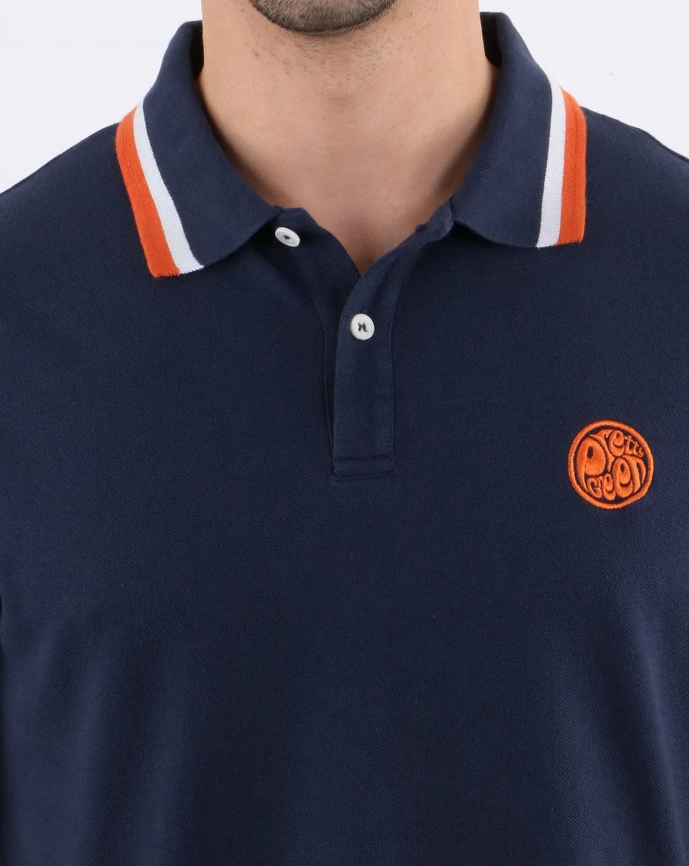 Pretty Green Tipped Long Sleeve Polo Navy - Image 4