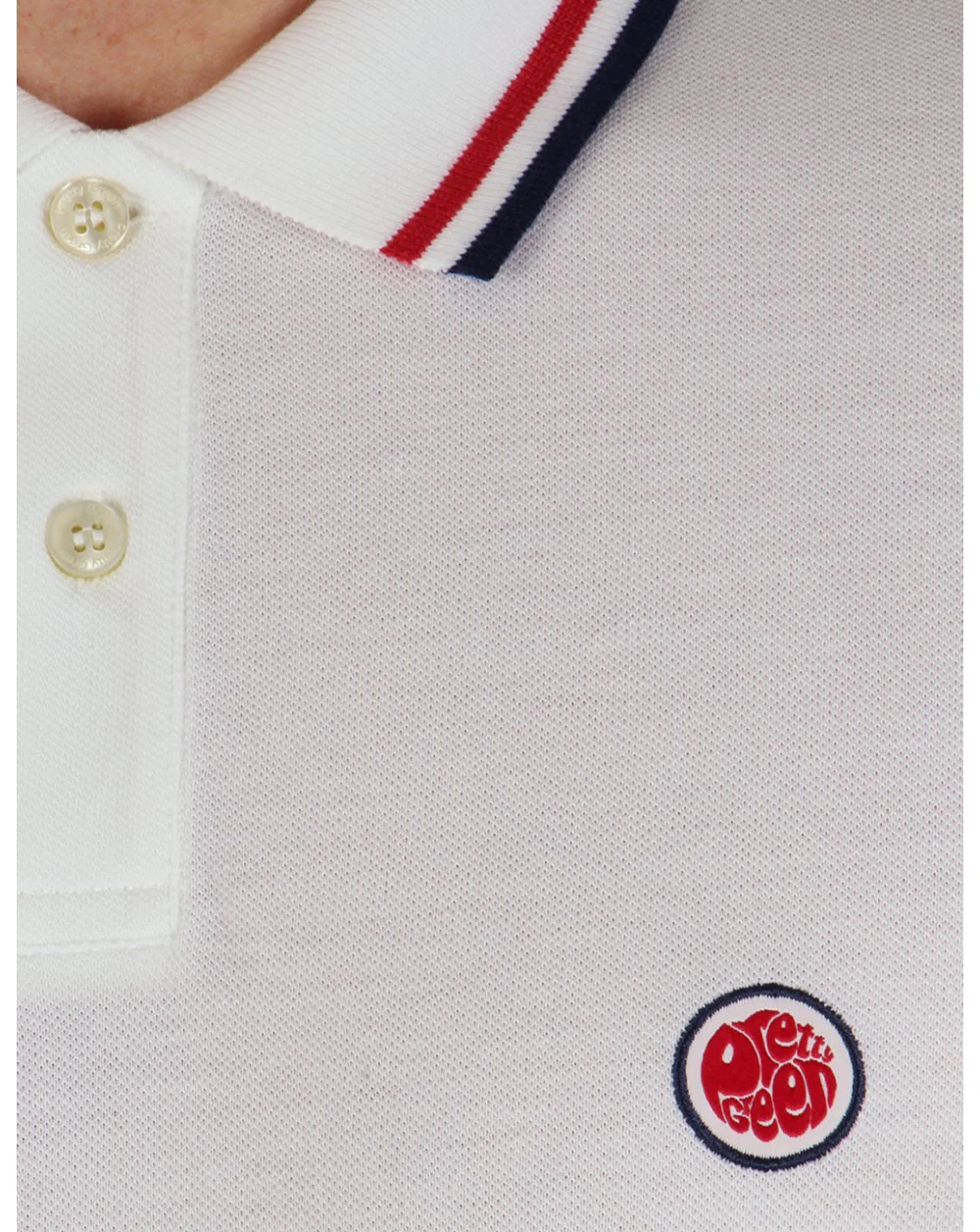 Pretty Green Tipped Long Sleeve Polo Shirt White - Image 3