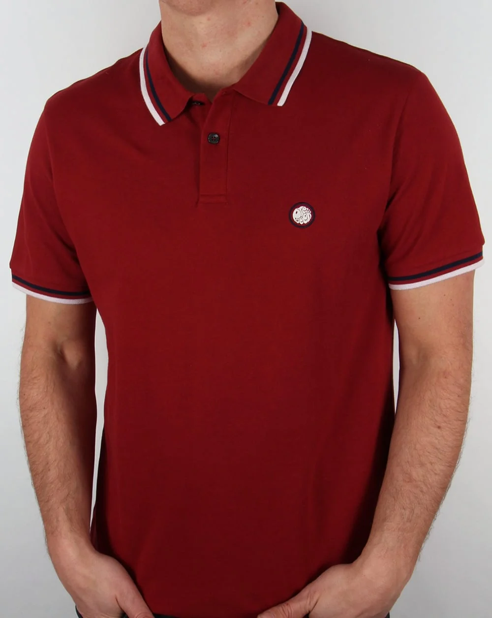 Pretty Green Tipped Polo Shirt Dark Red