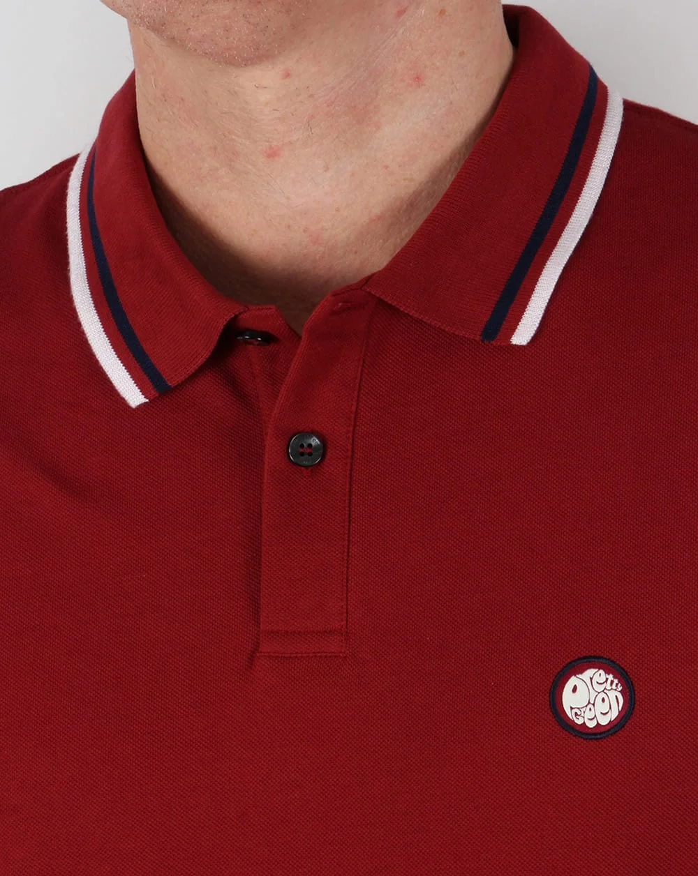 Pretty Green Tipped Polo Shirt Dark Red - Image 2