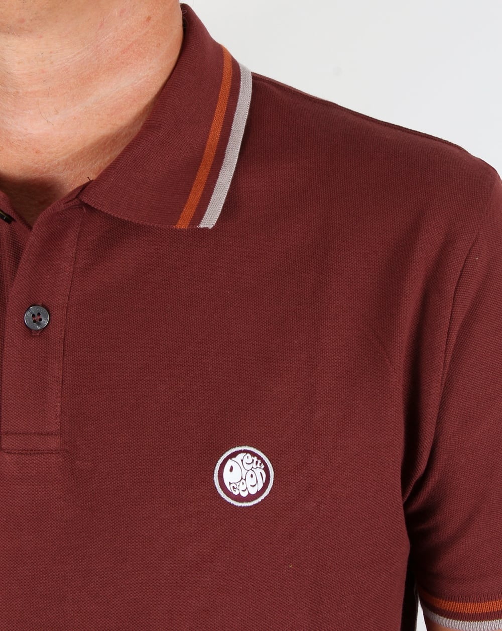 Pretty Green Tipped Polo Shirt Deep Burgundy - Image 2