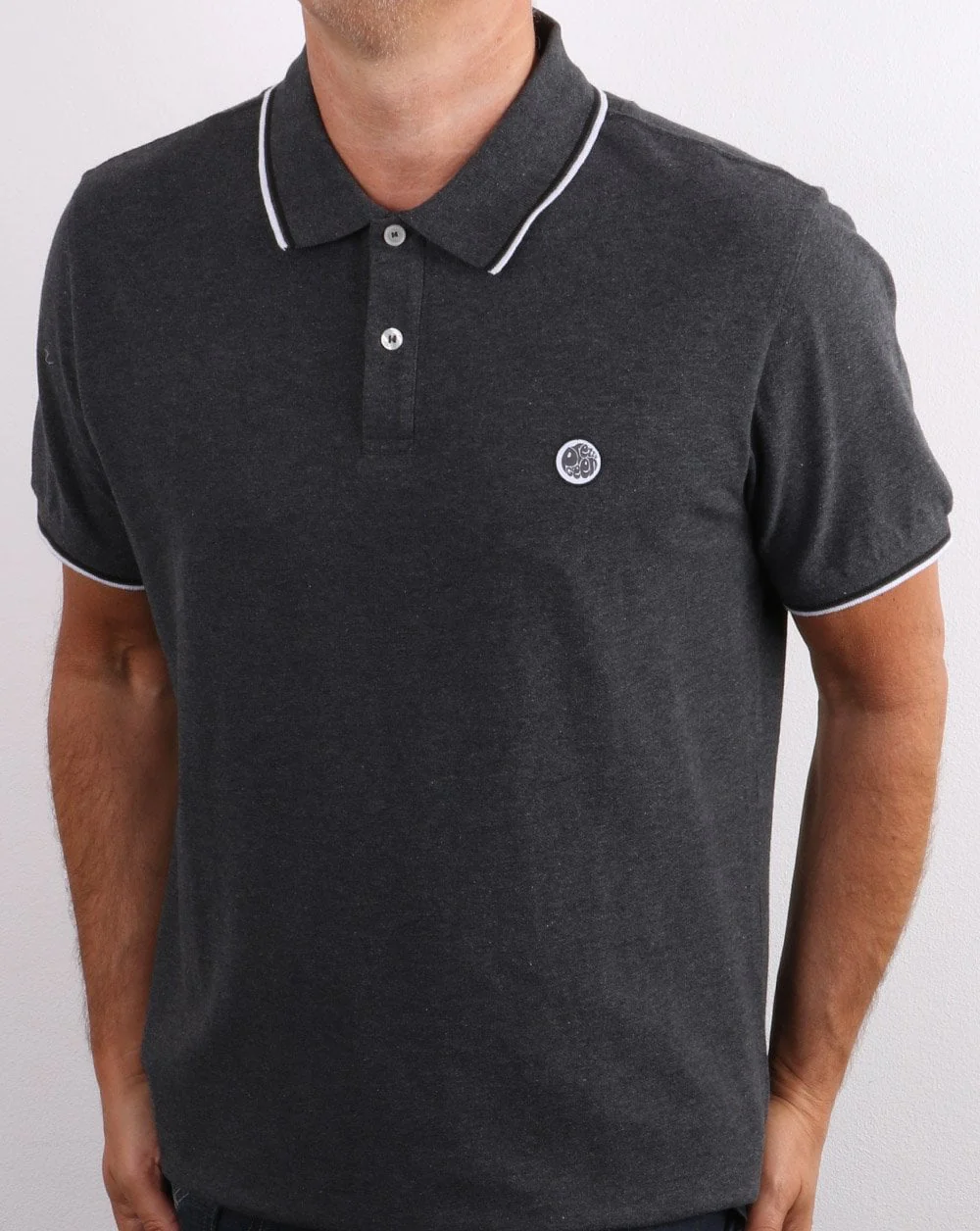 Pretty Green Tipped Polo Shirt Grey