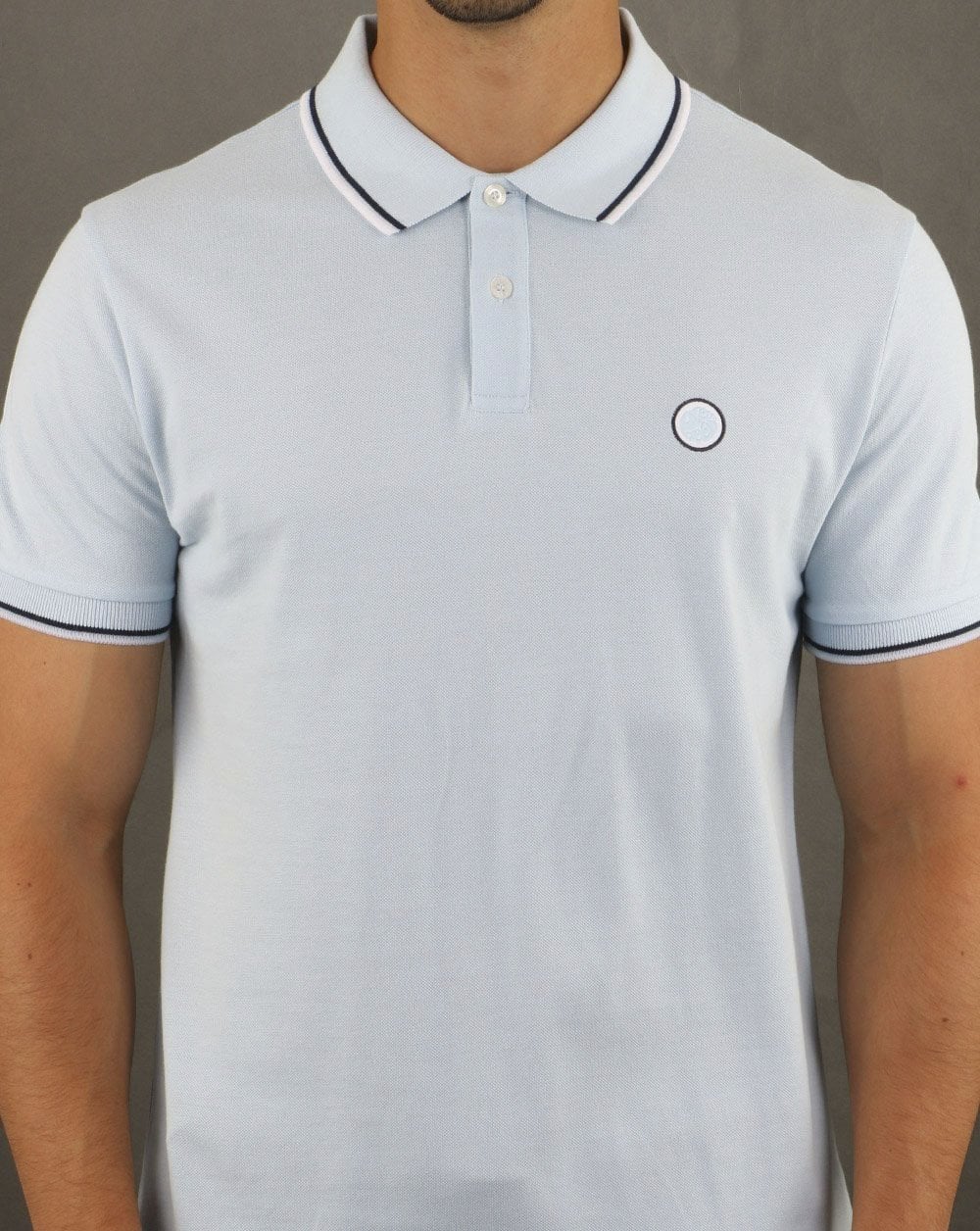 Pretty Green Tipped Polo Shirt Light Blue - Image 4