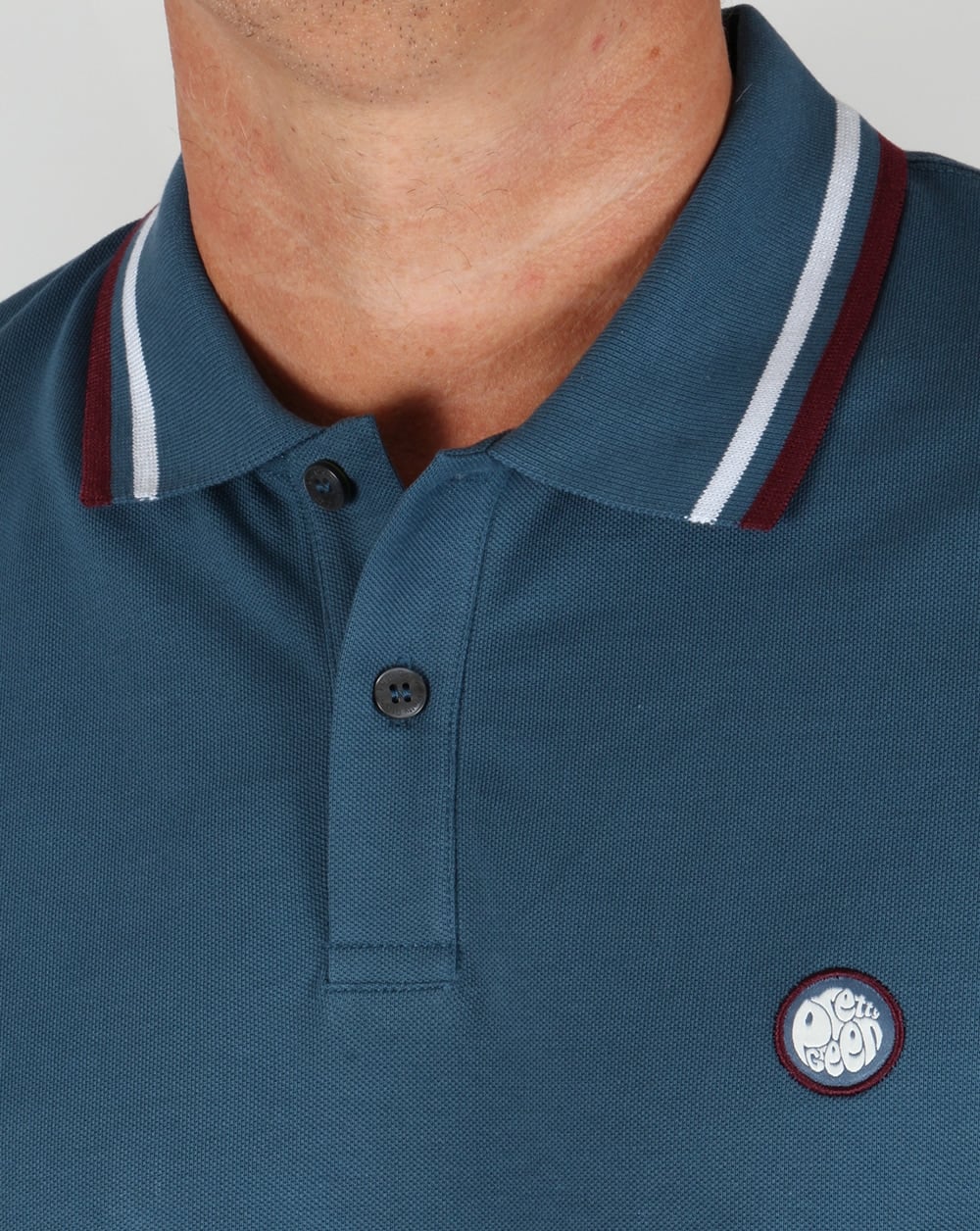 Pretty Green Tipped Polo Shirt Teal Blue - Image 2
